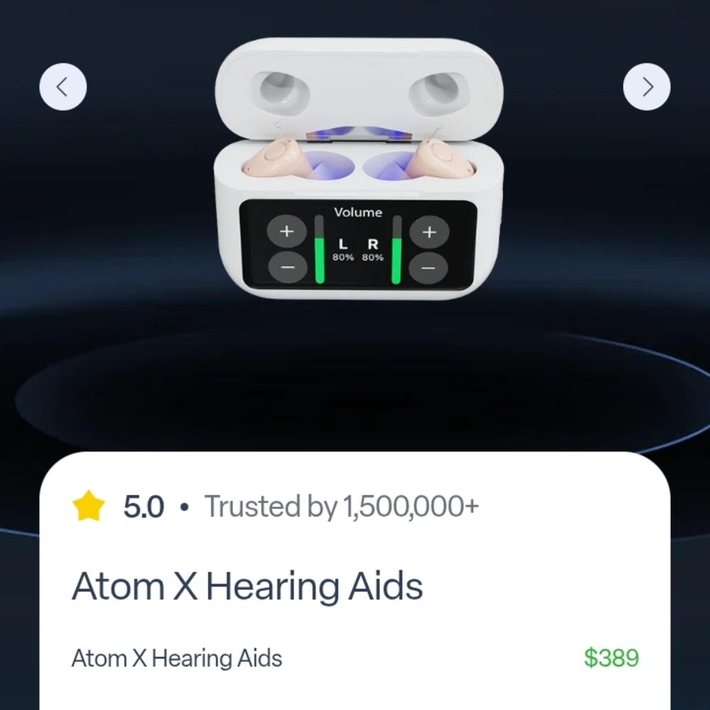 Atom X Wireless Hearing Aids in White with Rose Gold Buds New In Box